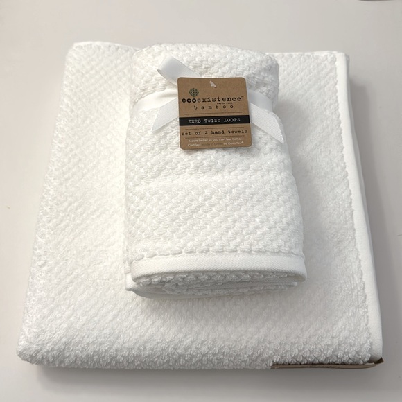 3pc  ECOEXISTENCE Bamboo Zero Twist Loops Bath Towel Set - White - Picture 1 of 5